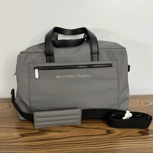 Away The Everywhere Bag In Cloud Gray Nylon Black Leather Trim Weekender Duffle